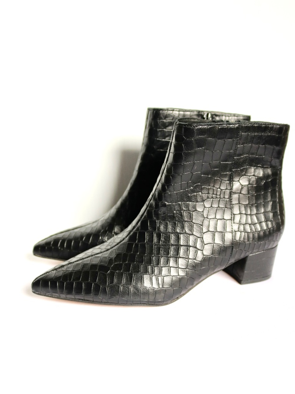 CORSO COMO Black Croc-Embossed Leather Ankle Boots Women's Size 8 Fall